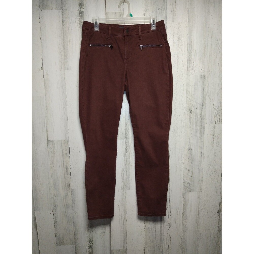 NYDJ Womens Burgundy Lift Tuck Technology Zipper Pocket Skinny Jeans Size 4